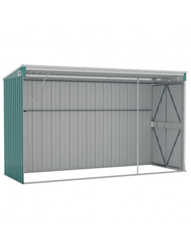 Capanno Giardino a Parete Verde 118x288x178 cm Acciaio Zincato