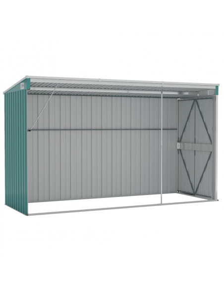 Capanno Giardino a Parete Verde 118x288x178 cm Acciaio Zincato