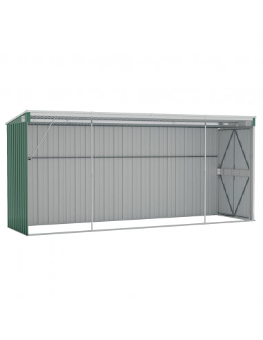 Capanno Giardino a Parete Verde 118x382x178 cm Acciaio Zincato