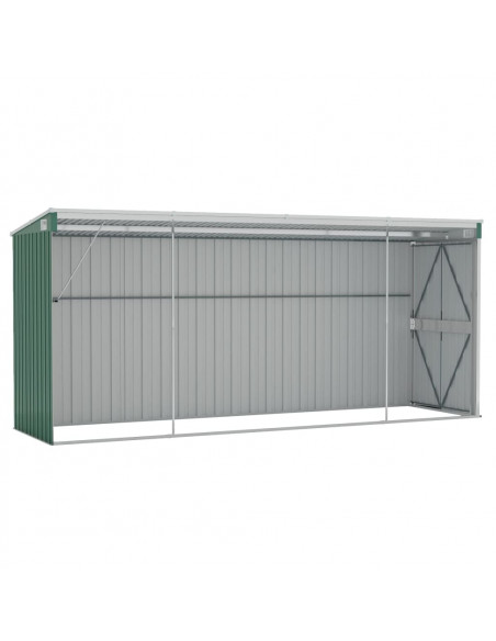 Capanno Giardino a Parete Verde 118x382x178 cm Acciaio Zincato
