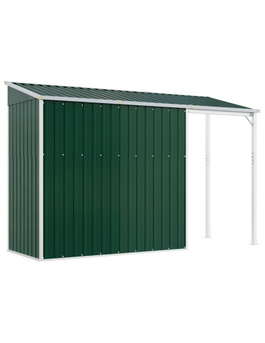 Capanno Giardino con Tetto Esteso Verde 277x110,5x181cm Acciaio