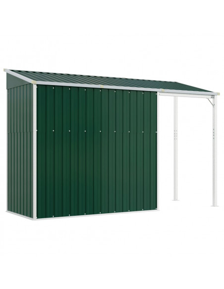 Capanno Giardino con Tetto Esteso Verde 277x110,5x181cm Acciaio