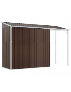 Capanno Giardino Tetto Esteso Marrone 277x110,5x181cm Acciaio