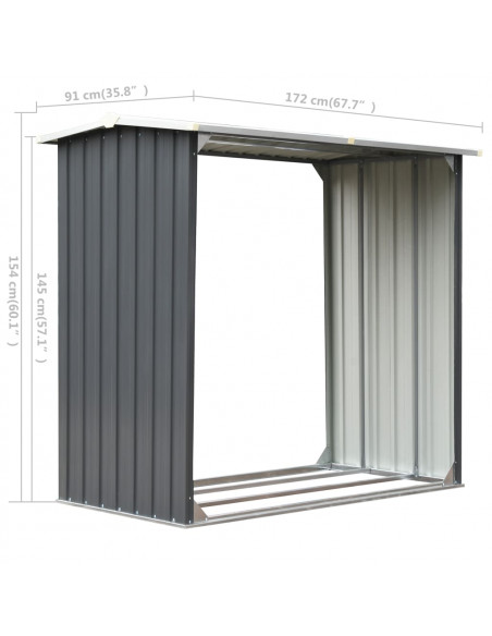 Capannone da Giardino in Acciaio Zincato 172x91x154cm Grigio
