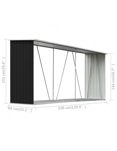 Capannone da Giardino in Acciaio Zincato 330x84x152cm Antracite