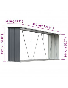 Capannone da Giardino in Acciaio Zincato 330x84x152cm Grigio