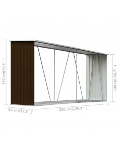 Capannone da Giardino in Acciaio Zincato 330x84x152cm Marrone