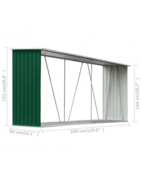 Capannone da Giardino in Acciaio Zincato 330x84x152cm Verde