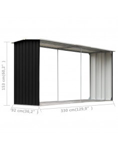 Capannone da Giardino in Acciaio Zincato 330x92x153cm Antracite