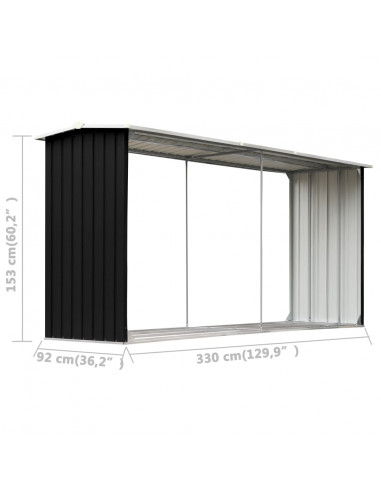 Capannone da Giardino in Acciaio Zincato 330x92x153cm Antracite