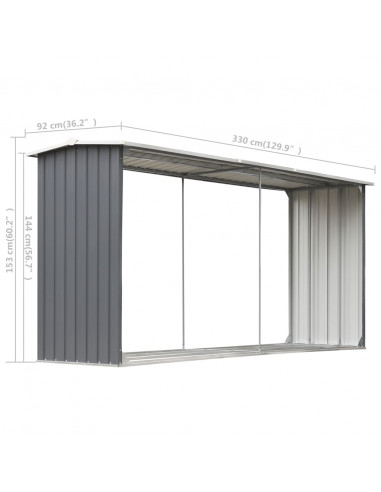 Capannone da Giardino in Acciaio Zincato 330x92x153cm Grigio