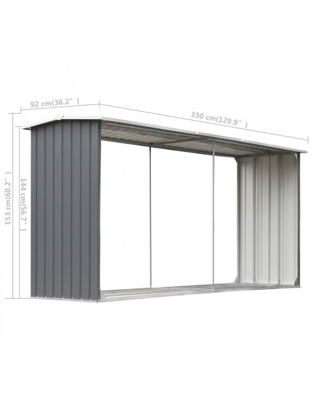 Capannone da Giardino in Acciaio Zincato 330x92x153cm Grigio
