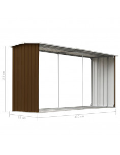 Capannone da Giardino in Acciaio Zincato 330x92x153cm Marrone