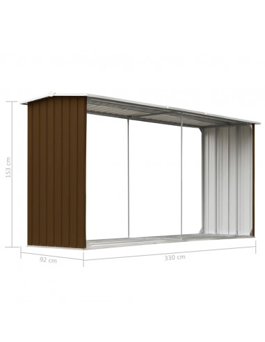 Capannone da Giardino in Acciaio Zincato 330x92x153cm Marrone