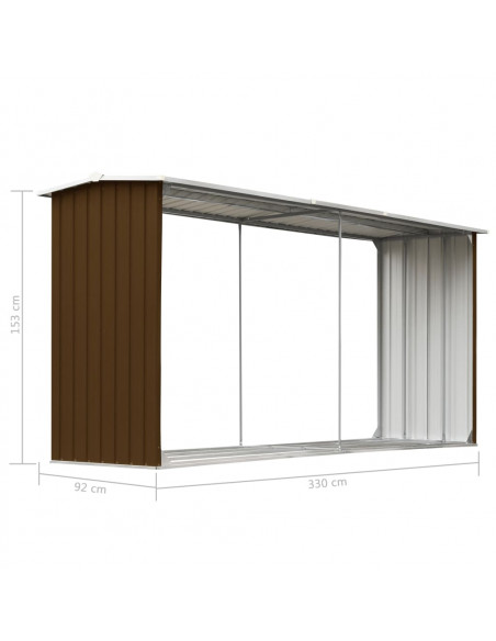 Capannone da Giardino in Acciaio Zincato 330x92x153cm Marrone