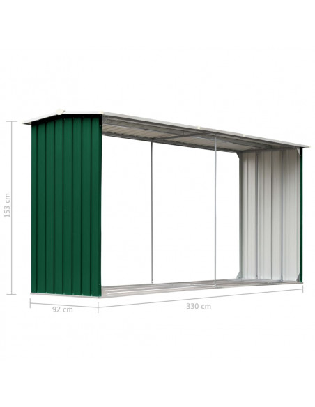 Capannone da Giardino in Acciaio Zincato 330x92x153cm Verde