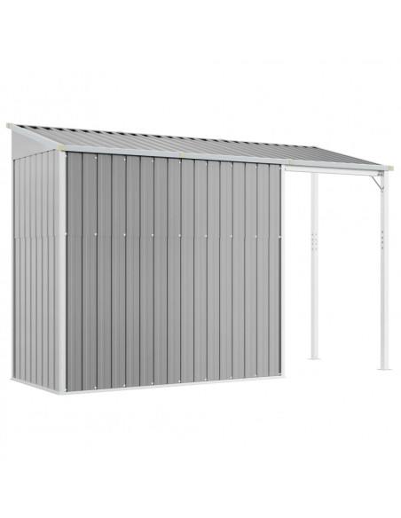 Capannone Tetto Esteso Grigio Chiaro 277x110,5x181cm Acciaio