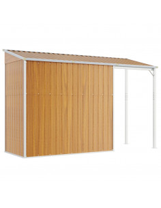 Capannone Tetto Esteso Marrone Chiaro 277x110,5x181cm Acciaio