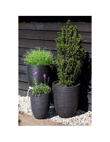 Capi Fioriera Nature Rib Rotonda 43x41 cm Nera KBLR933