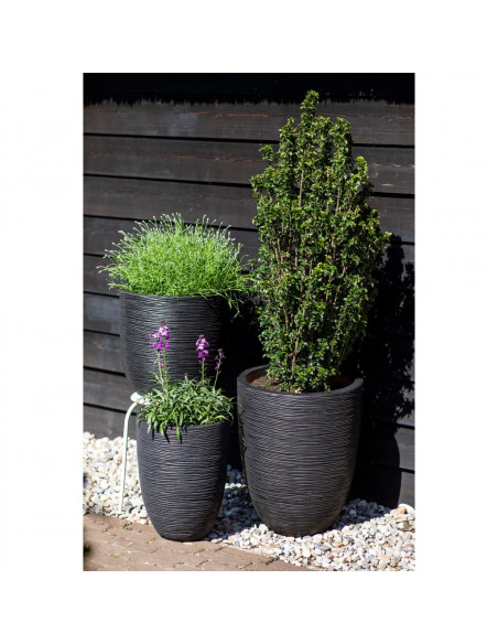 Capi Fioriera Nature Rib Rotonda 43x41 cm Nera KBLR933