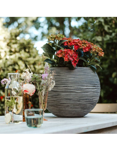 Capi Vaso a Sfera Nature Rib 40x32 cm Antracite KOFZ270