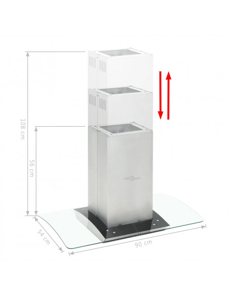 Cappa a Isola 90 cm Acciaio Inossidabile 756 m³/h LED