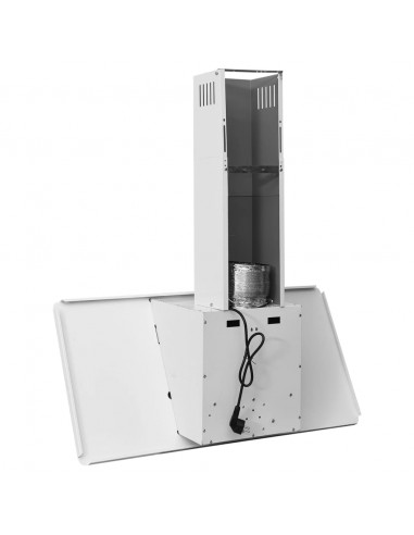 Cappa Parete 90 cm Acciaio Inox e Vetro Temperato Bianco Lucido