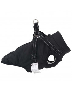 Cappotto Cani con Imbracatura Impermeabile Riflettente Nero 2XL