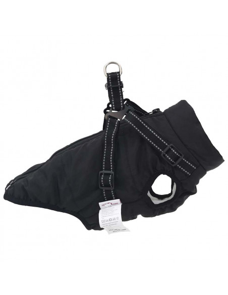 Cappotto Cani con Imbracatura Impermeabile Riflettente Nero 2XL