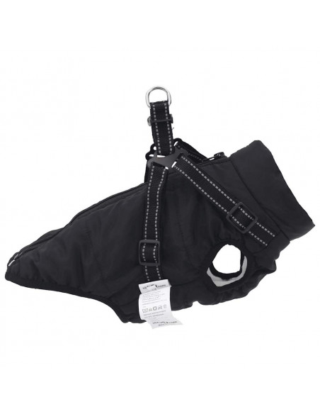 Cappotto Cani con Imbracatura Impermeabile Riflettente Nero L