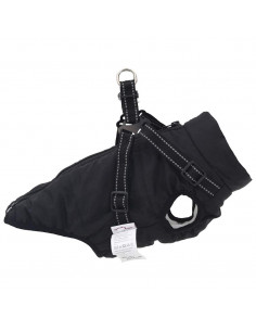 Cappotto Cani con Imbracatura Impermeabile Riflettente Nero M