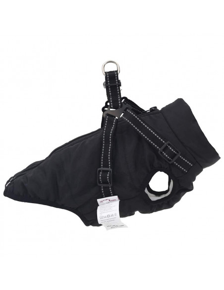 Cappotto Cani con Imbracatura Impermeabile Riflettente Nero M