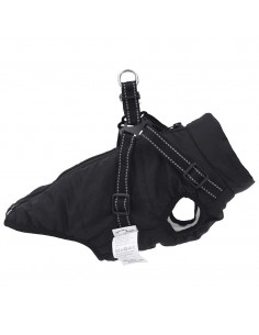 Cappotto Cani con Imbracatura Impermeabile Riflettente Nero XL