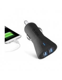 Caricabatterie Sbs TECR2USB24AFAST CAR CHARGER 12W Dual Black Black