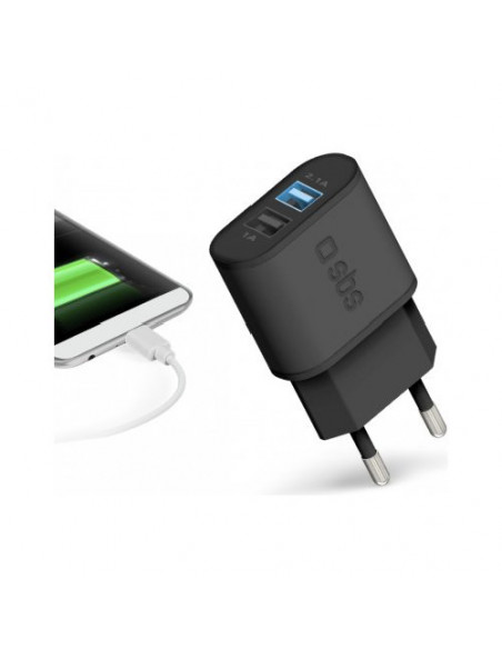 Caricabatterie Sbs TETR2USB21AFAST WALL CHARGER 10W Fast Charge Black