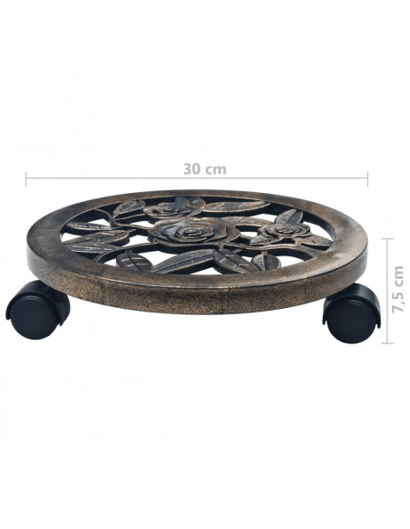 Carrelli Portavasi 6 pz Bronzo 30 cm in Plastica