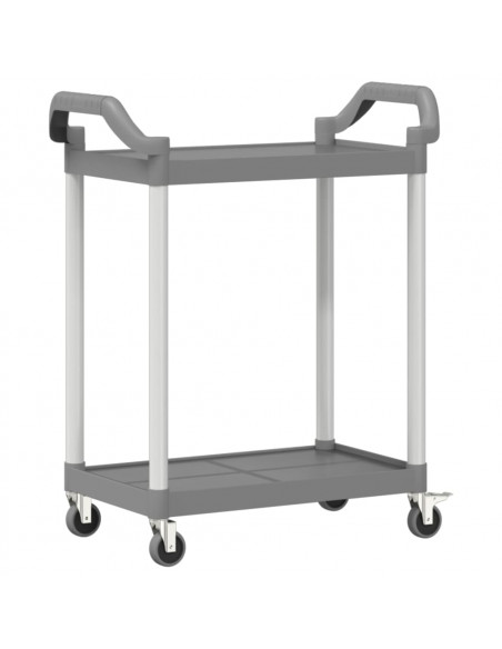 Carrello a 2 Ripiani Grigio 81x41x92 cm in Alluminio