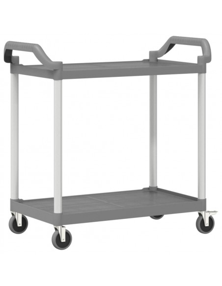 Carrello a 2 Ripiani Grigio 99x50x97 cm in Alluminio