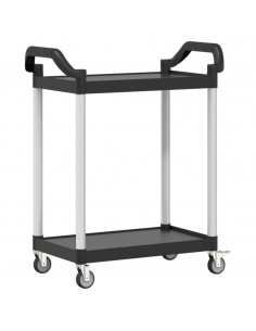 Carrello a 2 Ripiani Nero 81x41x92 cm in Alluminio