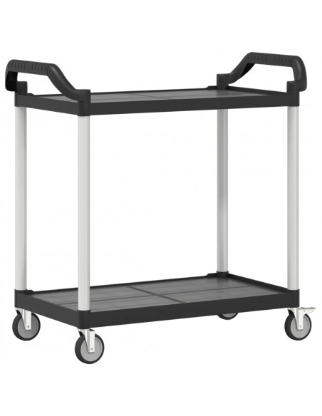 Carrello a 2 Ripiani Nero 99x50x97 cm in Alluminio