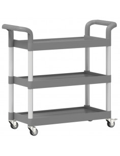 Carrello a 3 Ripiani Grigio 77x34x72 cm in Alluminio