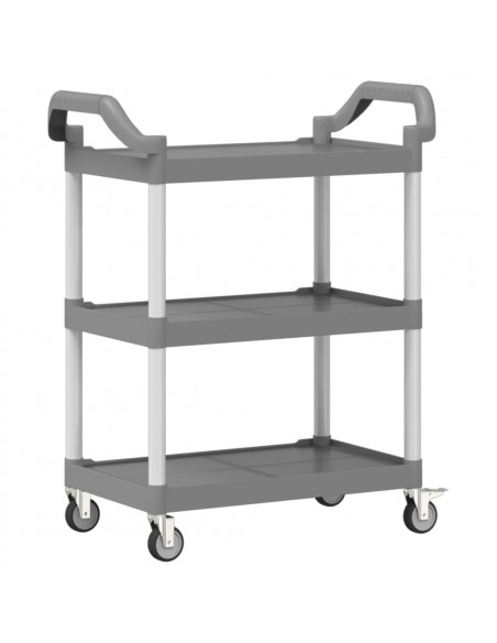 Carrello a 3 Ripiani Grigio 81x41x92 cm in Alluminio
