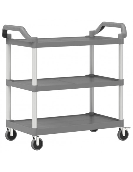 Carrello a 3 Ripiani Grigio 99x50x96 cm in Alluminio