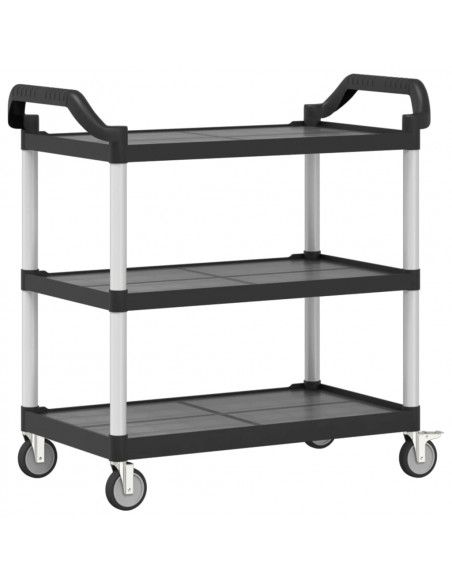 Carrello a 3 Ripiani Nero 99x50x96 cm in Alluminio