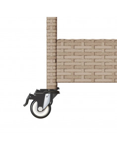 Carrello da Bar 3 Livelli Beige in Polyrattan e Massello Acacia