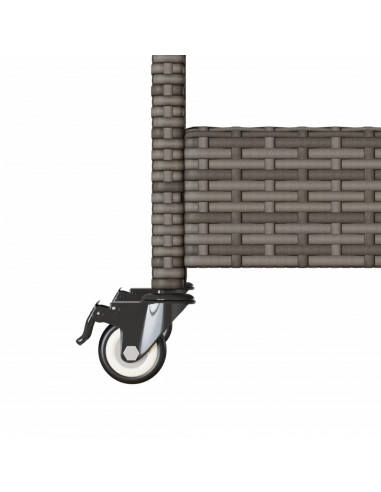 Carrello da Bar 3 Livelli Grigio Polyrattan e Massello Acacia