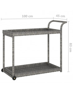 Carrello da Bar Grigio 100x45x83 cm in Polyrattan