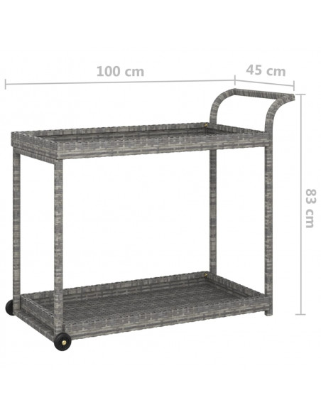 Carrello da Bar Grigio 100x45x83 cm in Polyrattan