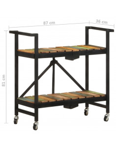 Carrello da Cucina 87x36x81 cm in Legno Massello di Recupero