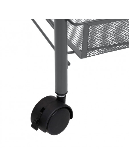 Carrello da Cucina con 4 Ripiani Grigio 46x26x64 cm in Ferro